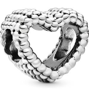 Pandora Beaded Open Heart Sterling Silver Charm
